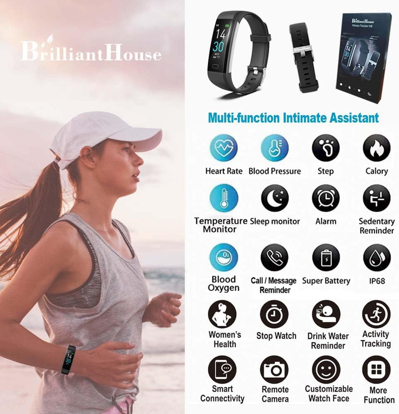 Fitness Tracker with Blood Pressure Heart Rate Blood Oxygen Monitor